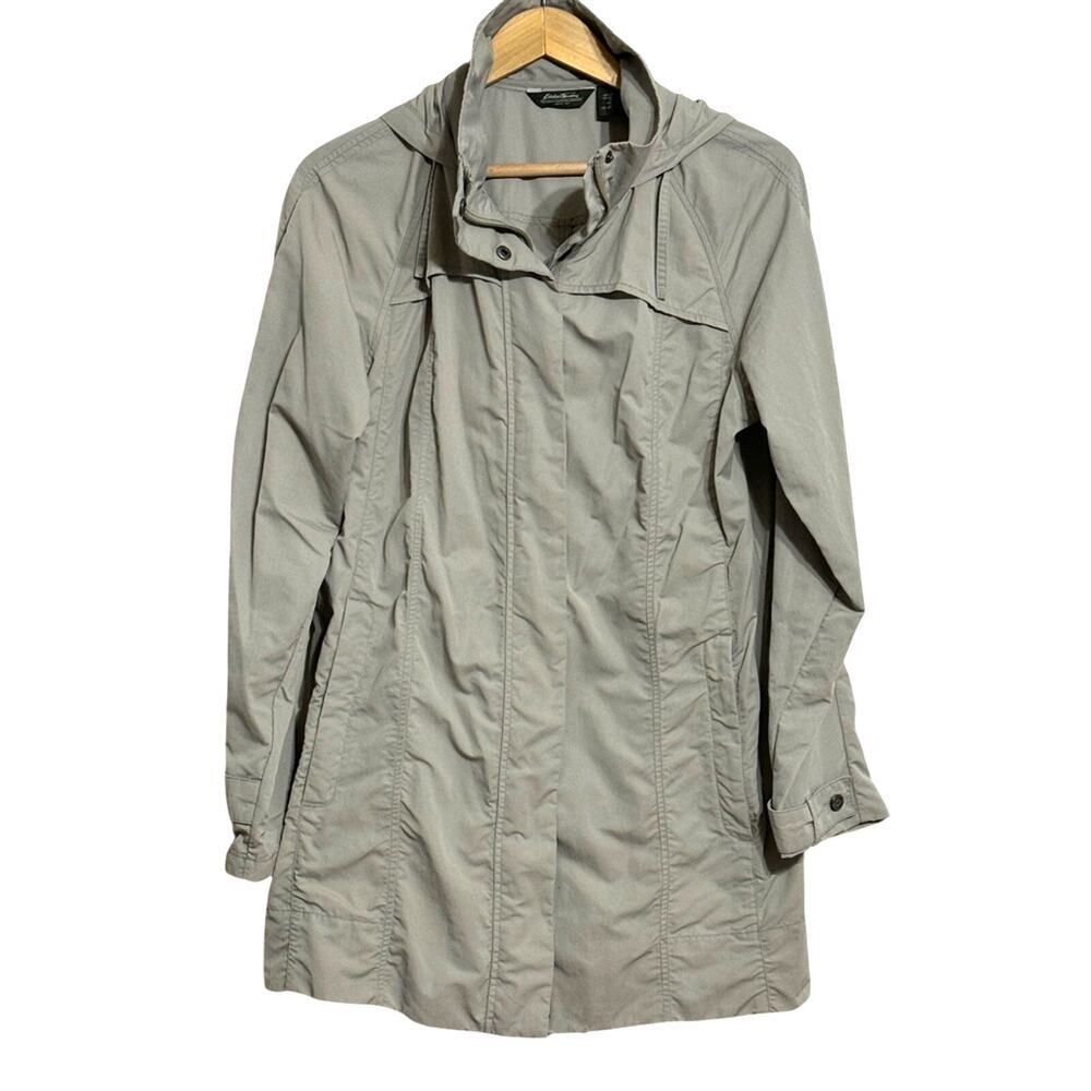 Eddie Bauer Waterproof Trench Parka Coat Khaki Tan Size L